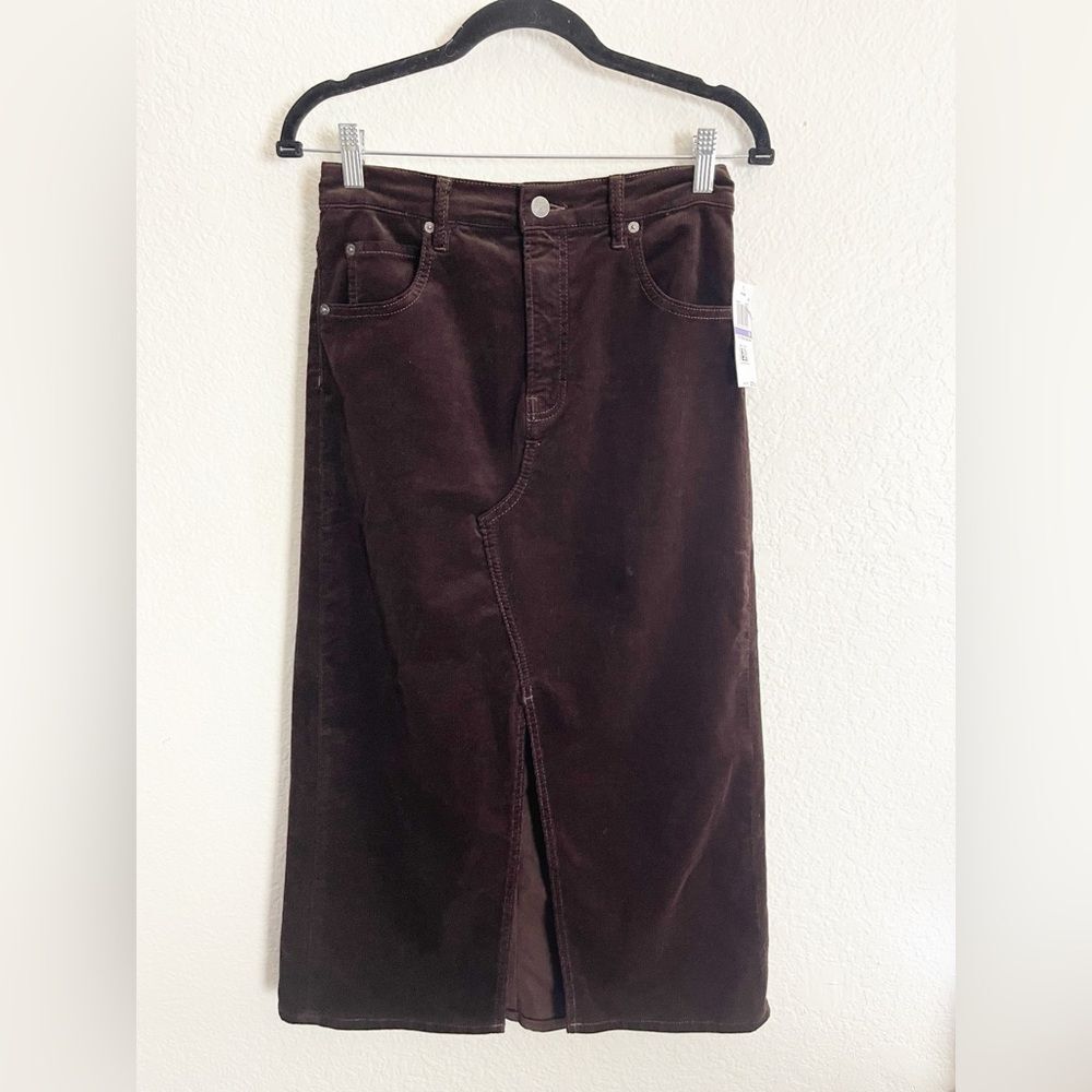 Frame Corduroy Midaxi Skirt in Espresso Brown 26 - Picture 4 of 8
